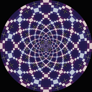 Bressloff V1 cobweb square planform rendered through the retino-cortical map