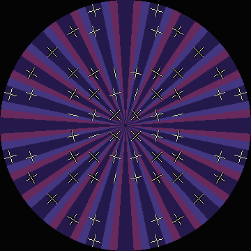 Bressloff V1 rays and funnel planform rendered through the retino-cortical map