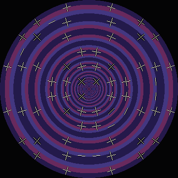 Bressloff V1 rings and tunnel planform rendered through the retino-cortical map