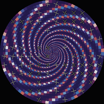 Bressloff V1 spiral planform rendered through the retino-cortical map